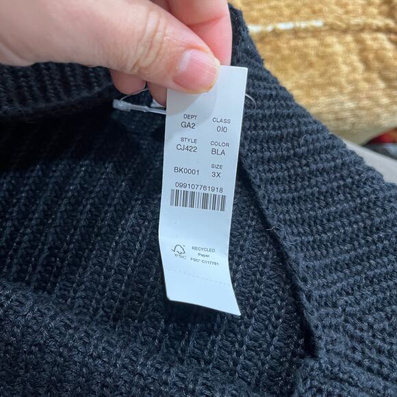 J. Crew Ribbed Sweater Plus Size 3X Black Linen Cotton Blend NWT - Picture 6 of 8